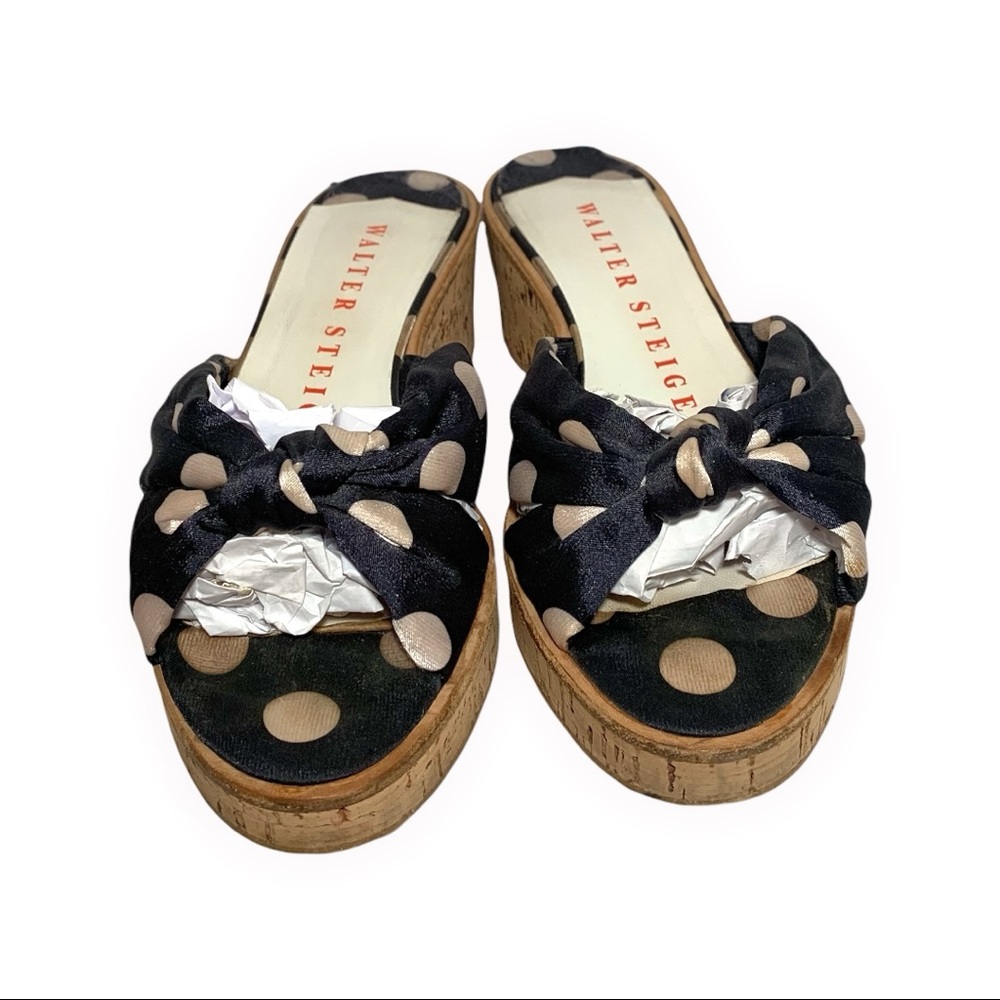 Walter Steiger Vintage Platform Wedge Slides with Open Toe